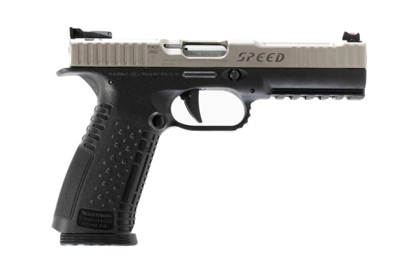 Arsenal Firearms Strike One Speed Pistol - Black / Stainless | 9mm | 5' Barrel | 2 x 17rd Mags | Competition Straight Trigger | Fiber Optic Front Sight