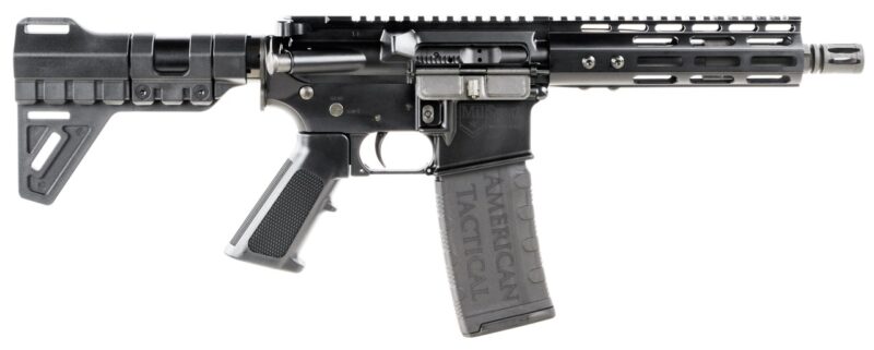 ATI MILSPORT Forged Aluminum AR Pistol - Black | 5.56NATO | 7.5' Barrel | 7' M-LOK Rail | Rear Blade